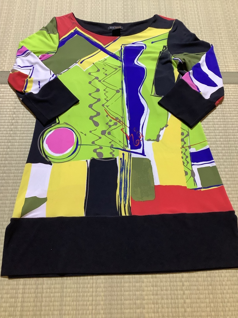 Eva Varro Vibrant Abstract Print Tunic with Colorblock Hem